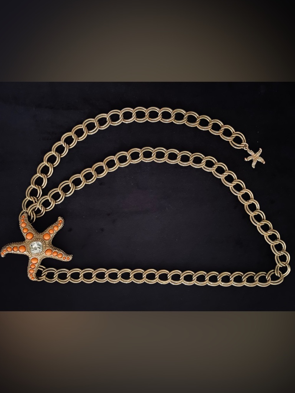 #121 Vintage RARE Kenneth Jay Lane Starfish Chain Belt